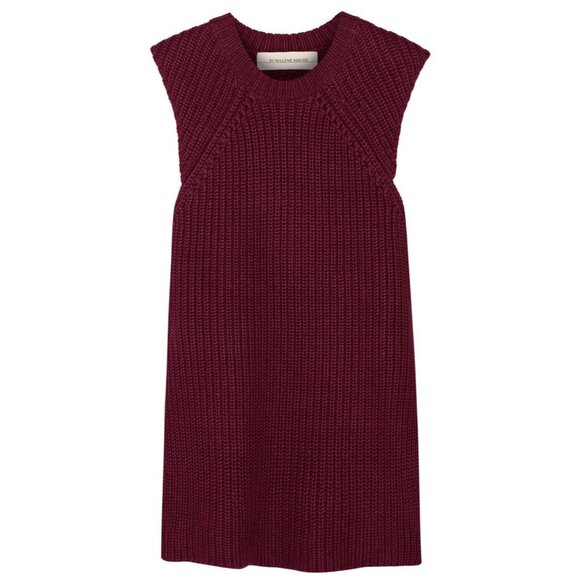 By Malene Birger Chunky Knit Linen Long Vest Womens Small Red Preppy Fisherman - Picture 1 of 16